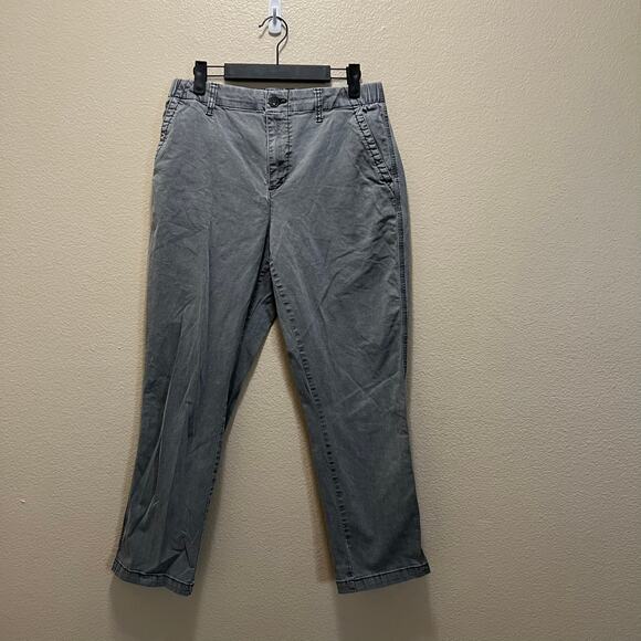 Old Navy Straight Leg Denim Pants Gray Cotton Stretch Hi-Rise Medium Wash Sz M - Picture 3 of 8